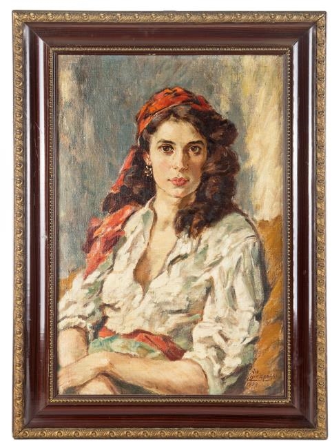 Artwork by Albert Lipczinski, Cyganka, 1938 r, Made of olej, płótno
