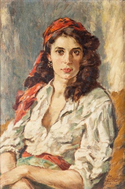 Artwork by Albert Lipczinski, Cyganka, 1938 r, Made of olej, płótno