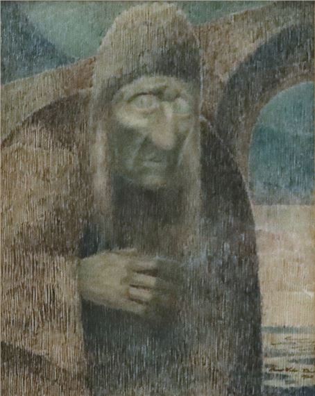 H. Weber-Furer Watercolor of a Figure by Hans Furer, 1923