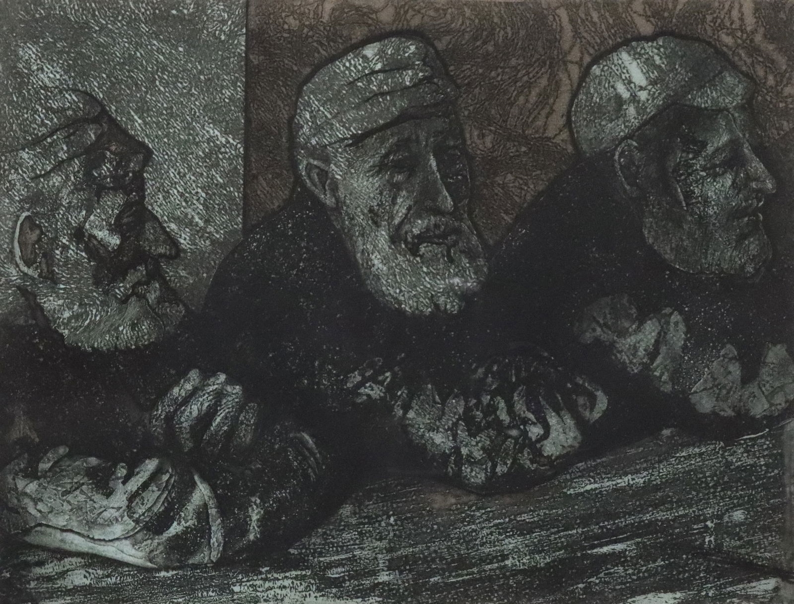 Artwork by Ruth Weisberg, 2 R. Weisberg Monoprints, Made of Etchings with Aquatint on paper