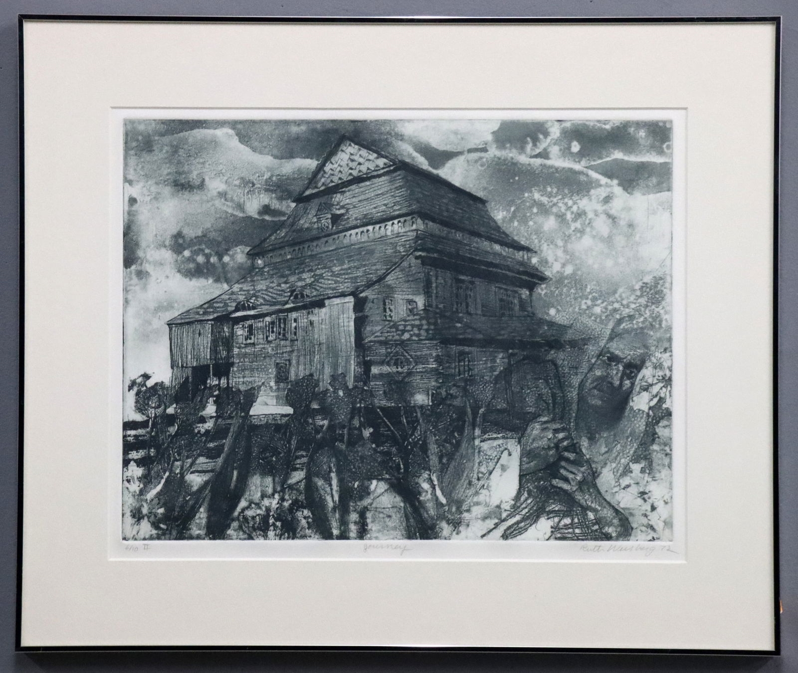 Artwork by Ruth Weisberg, 2 R. Weisberg Monoprints, Made of Etchings with Aquatint on paper