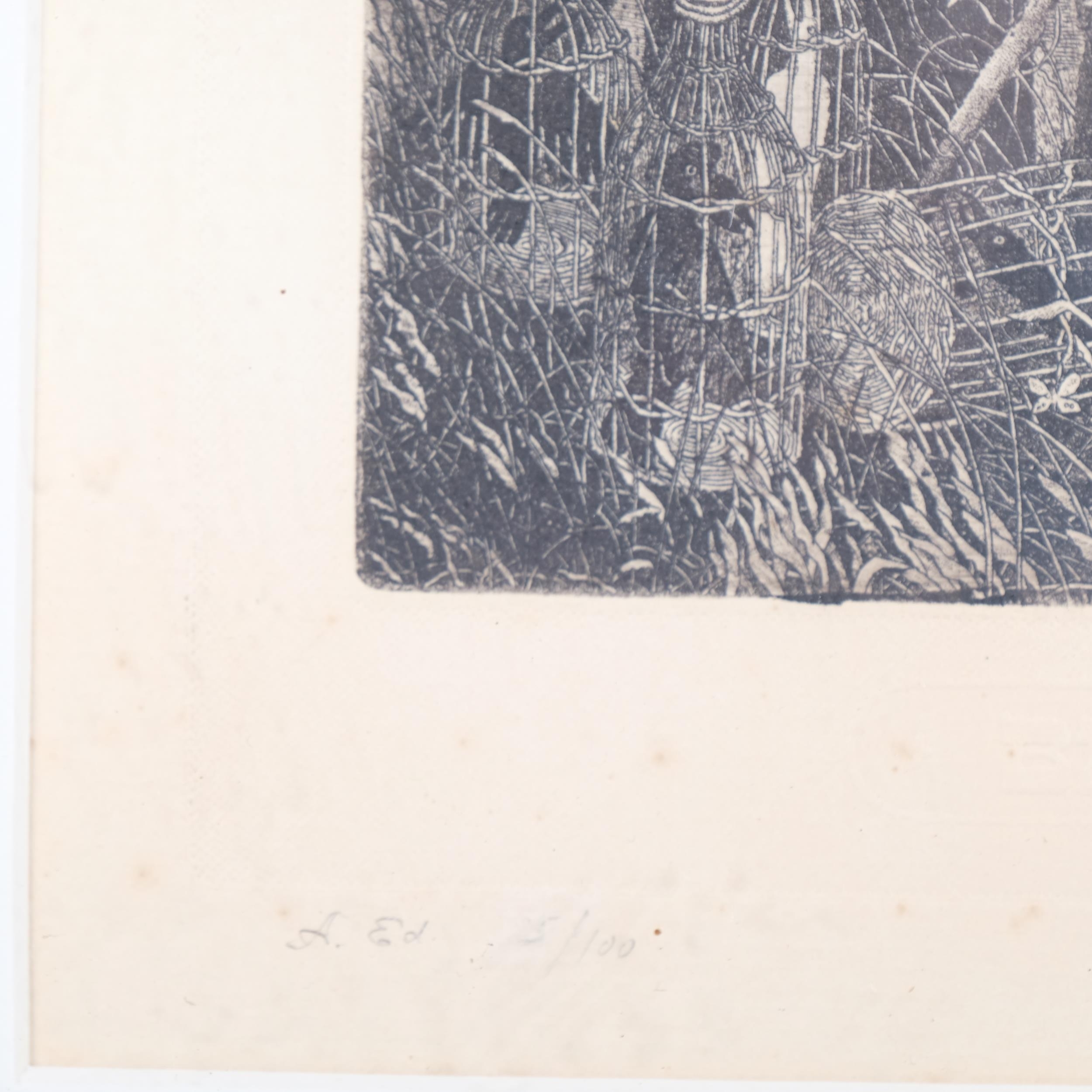 Artwork by Nikolai Nikolaevich Baskakov, "vurtuosi" etching of musician, Made of etching