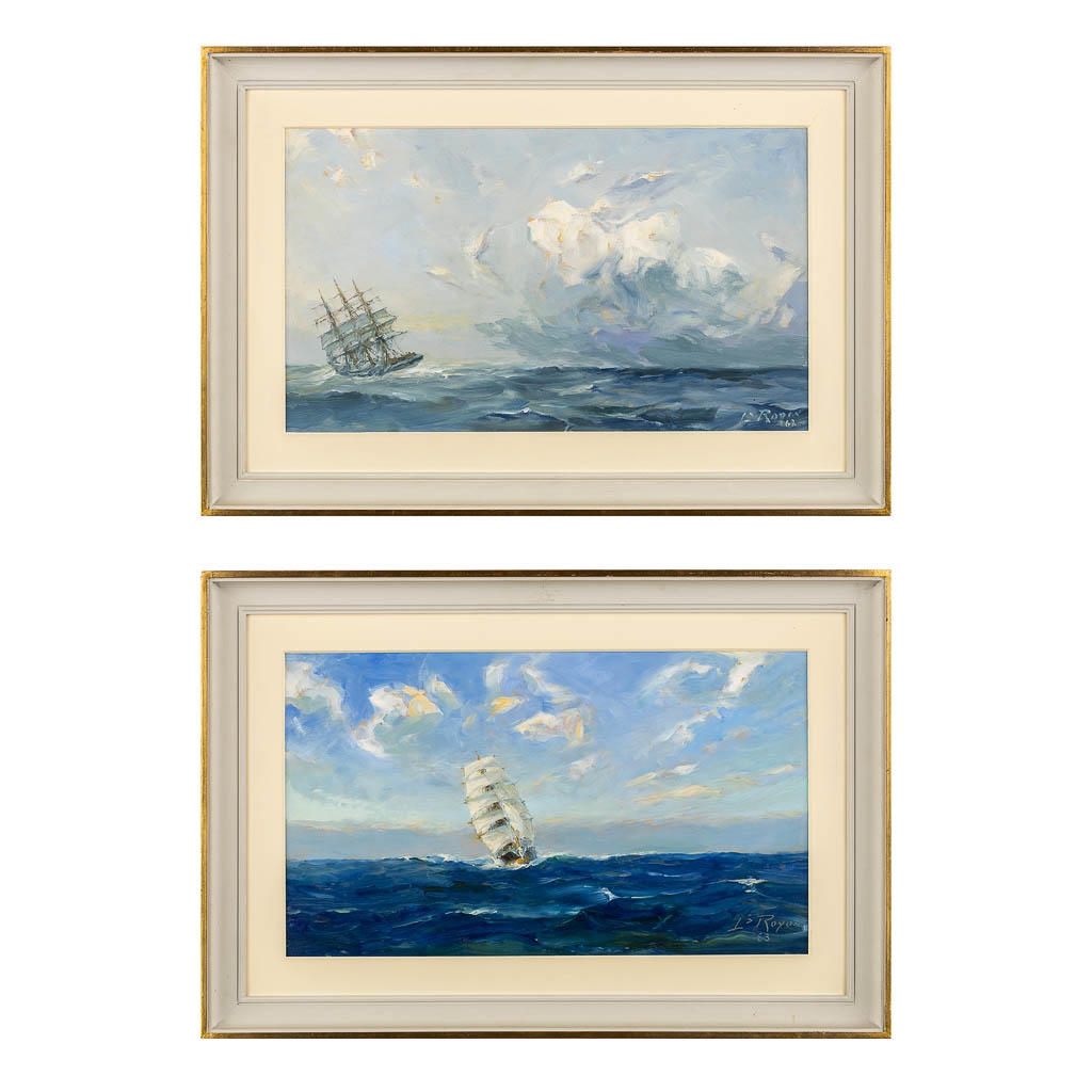 Louis Royon | Louis ROYON (1882-1968) 'Ocean view’ 2 paintings (1962 ...