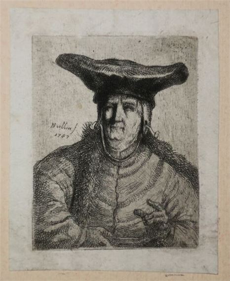 NORBLIN DE LA GOURDAINE Jean-Pierre (1745-1830) - [Bust of an old woman with a large bonnet] by Jean-Pierre Norblin de La Gourdaine, 1787