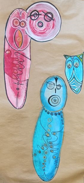 Artwork by Nice Art, Petit bonhomme rouge de honte, Made of Mixed media on paper