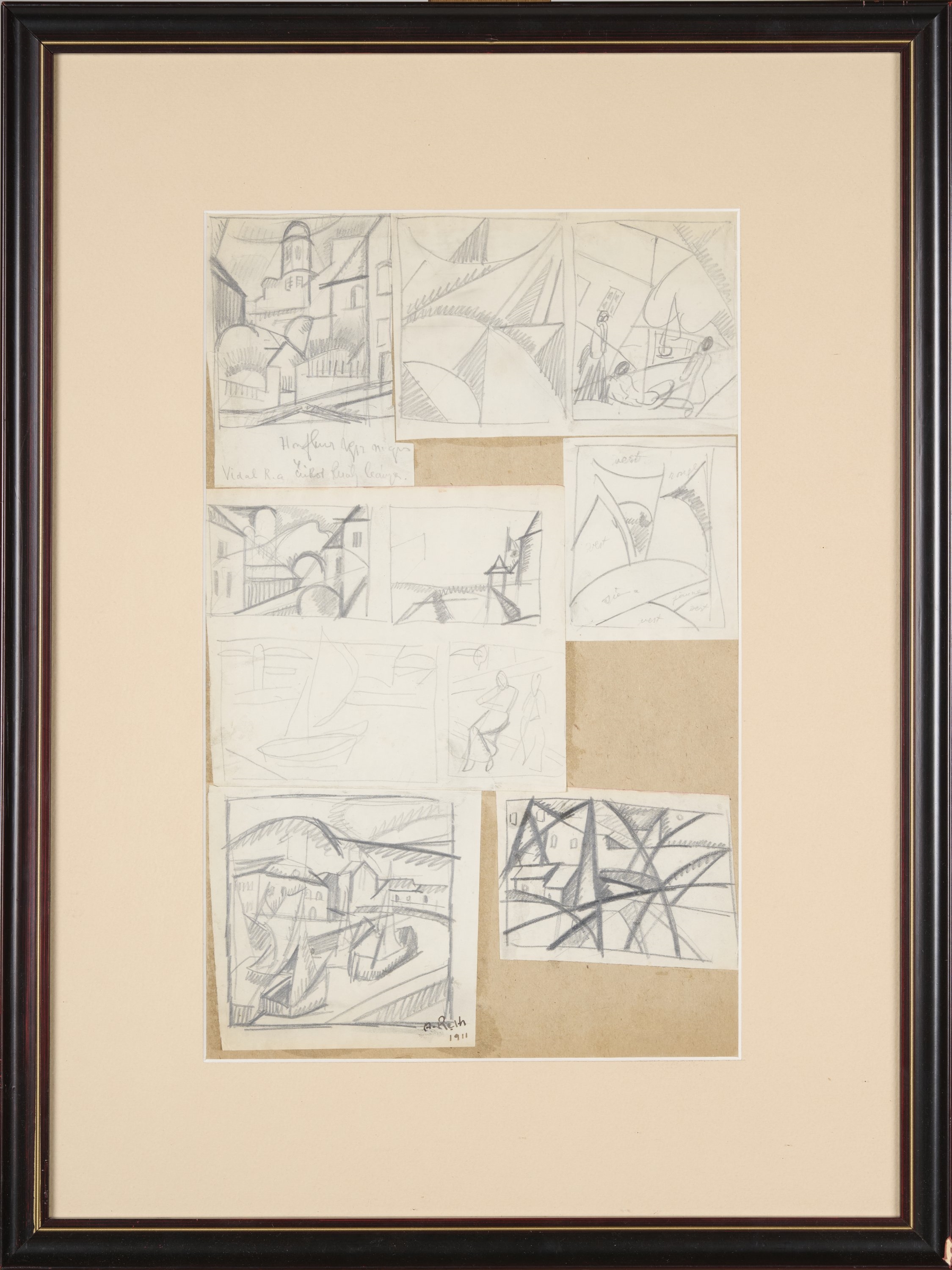 Artwork by Alfred Reth, Paysages et figures, c, Made of crayon