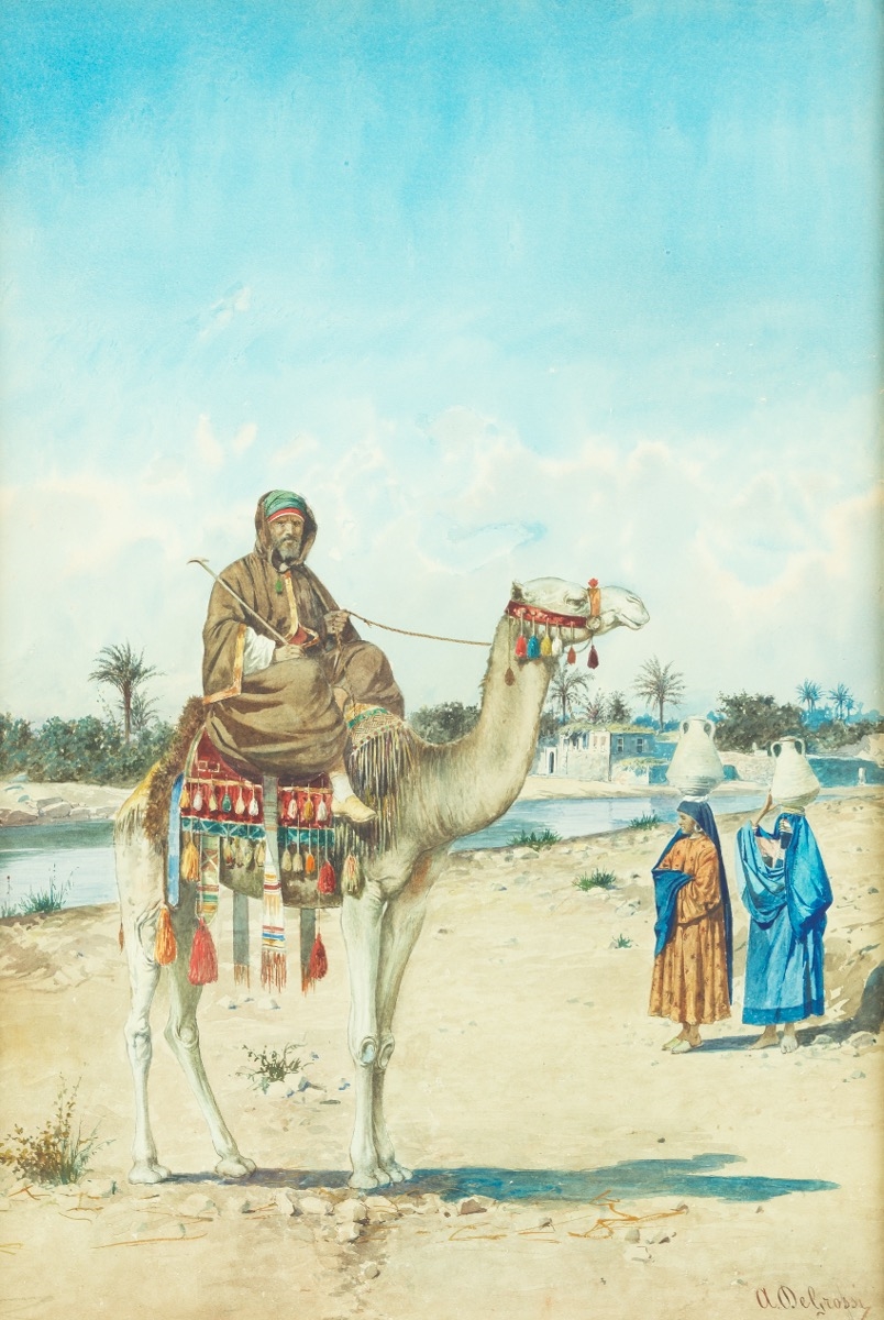 Adelchi de Grossi | North African landscape with man on camel (1852 ...