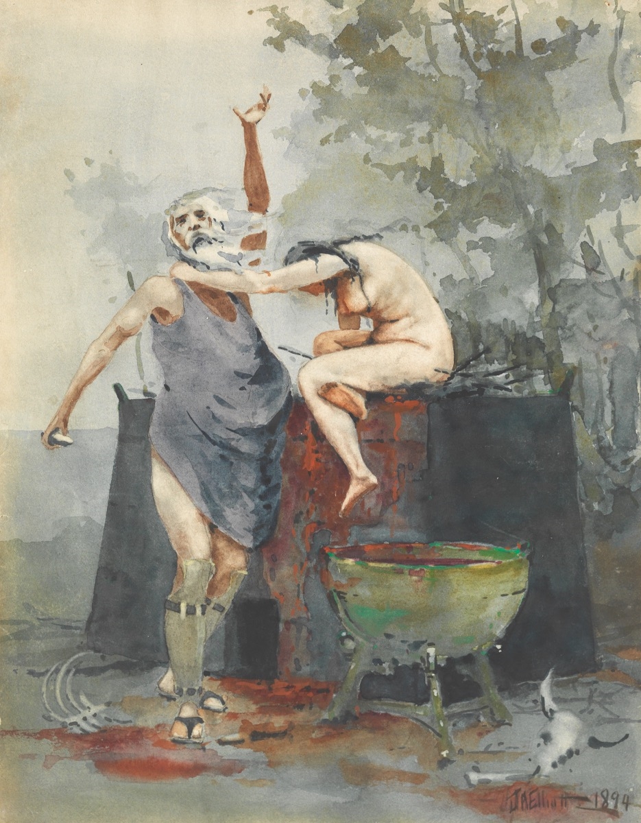 Artwork by J. Elliott, Sacrifice of Iphigenia, Made of Watercolor on paper
