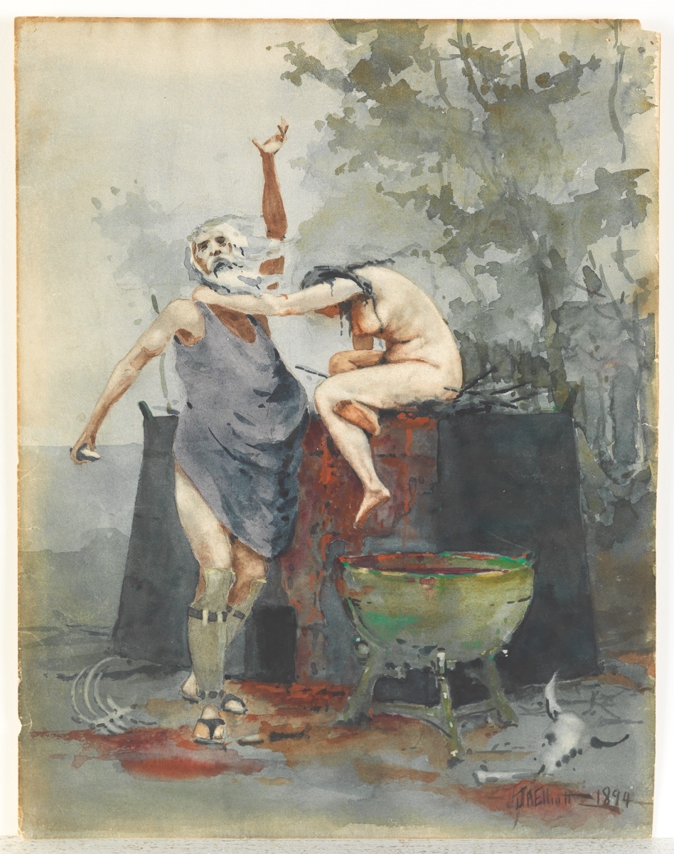 Artwork by J. Elliott, Sacrifice of Iphigenia, Made of Watercolor on paper