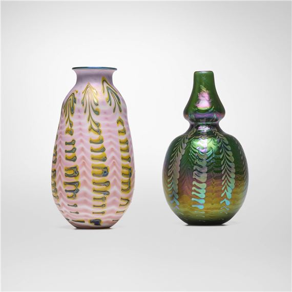 Early Zipper vases, set of two by Charles Lotton, 1976-1977