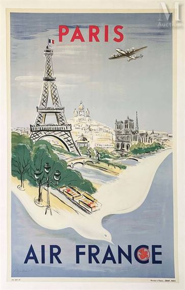 Paris Air France Très Rare en Première version 1947 / Very R - Lot 1263 by Régis Manset, 1947