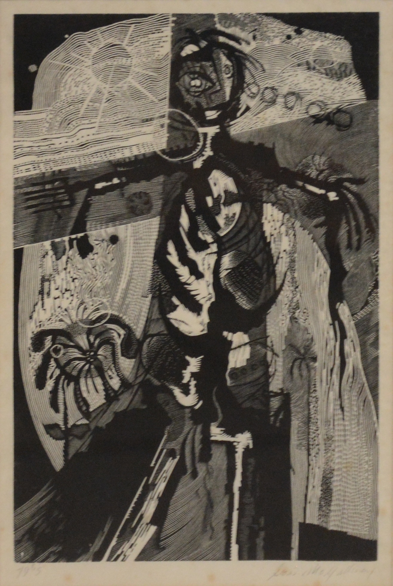 Artwork by Lois Mcgillivray, Scarecrow, Made of monochrome print