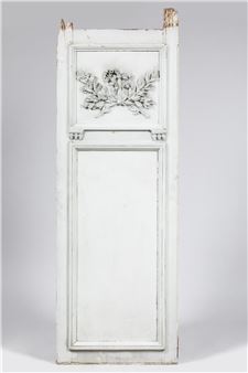 Paire d'ELEMENTS de BOISERIE en bois sculpté et relaqué à décor de larges moulures rectangulaires - Emile Zola