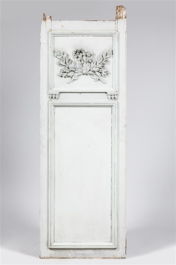 Artwork by Emile Zola, Paire d'ELEMENTS de BOISERIE en bois sculpté et relaqué à décor de larges moulures rectangulaires, Made of En bois sculpté