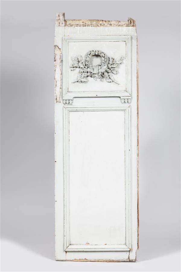 Artwork by Emile Zola, Paire d'ELEMENTS de BOISERIE en bois sculpté et relaqué à décor de larges moulures rectangulaires, Made of En bois sculpté