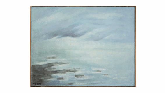 Marcelle GRATA (XX° siècle). Effet de lumière sur la mer. Huile by Marcelle Grata