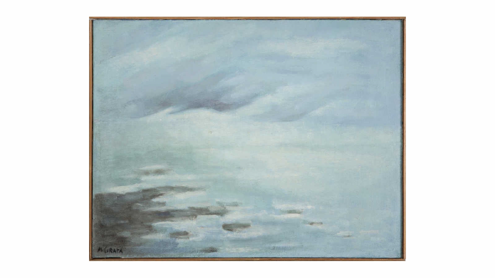 Artwork by Marcelle Grata, Marcelle GRATA (XX° siècle). Effet de lumière sur la mer. Huile, Made of Huile sur toile