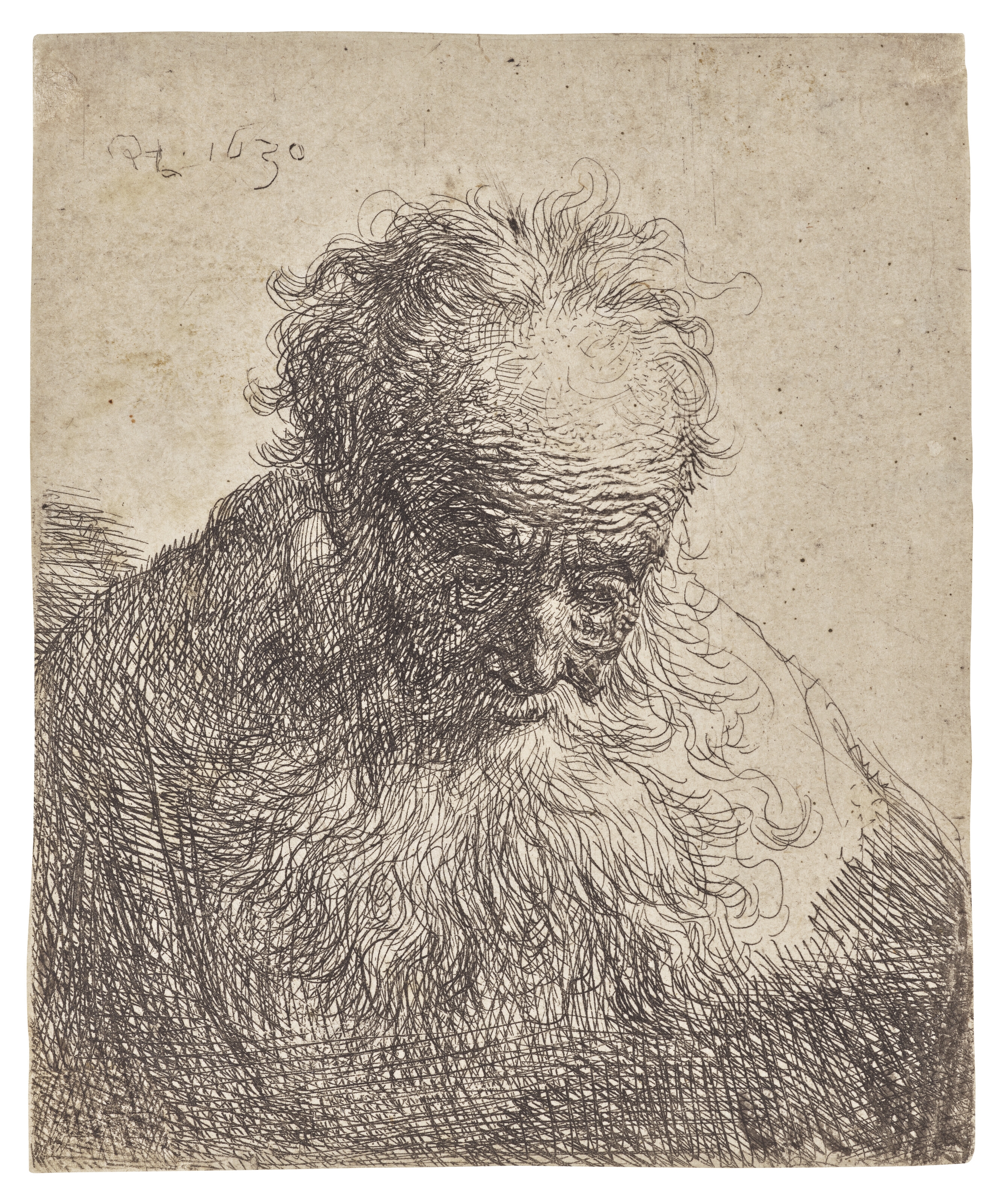 Rembrandt van Rijn | Bust of an old Man with a flowing Beard: the Head ...
