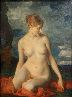 'Female Nude in Landscape' - Louis Betts