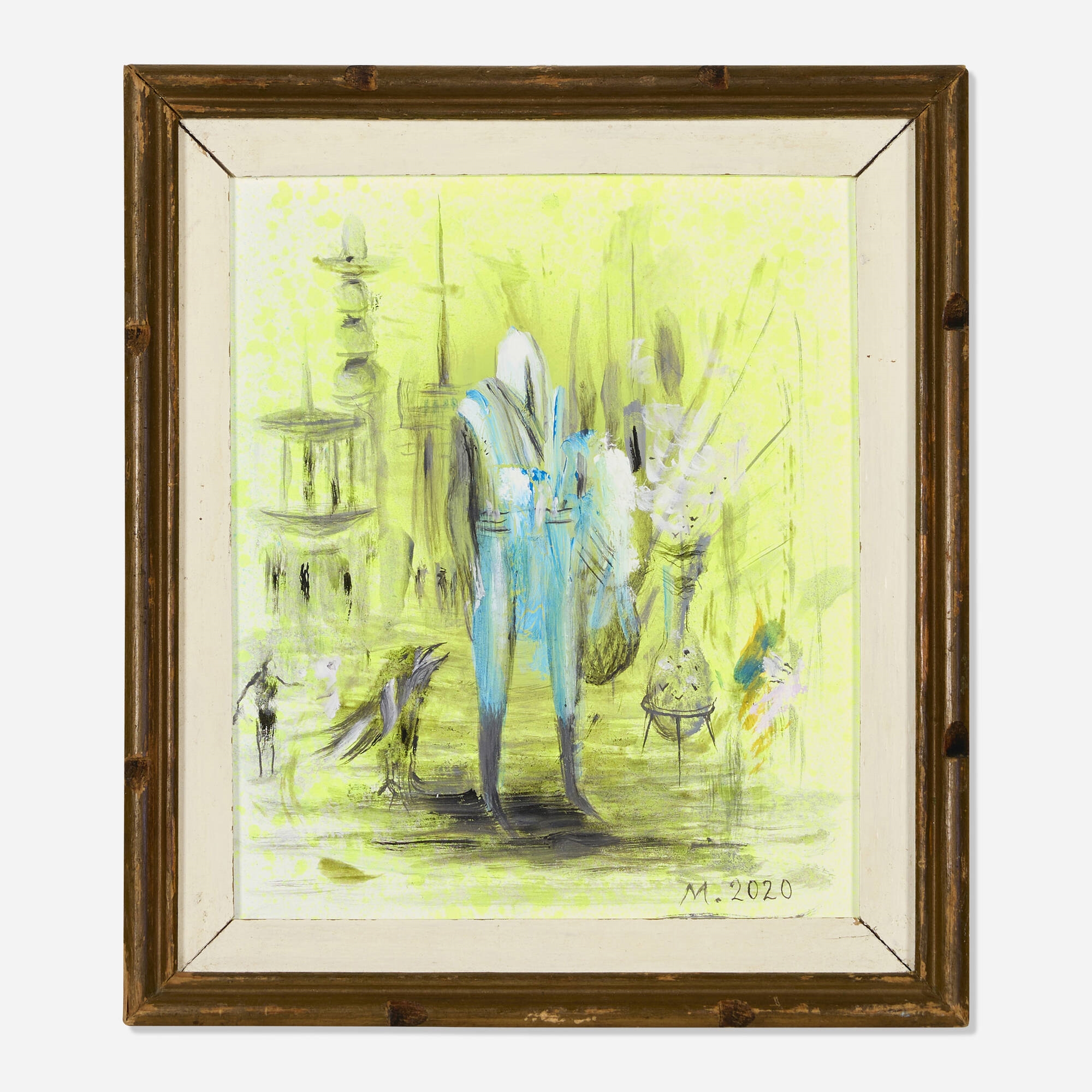 Artwork by Martín Nuñez, The Dimension of the Yellow Atmosphere, Made of mixed media on board in artist's frame