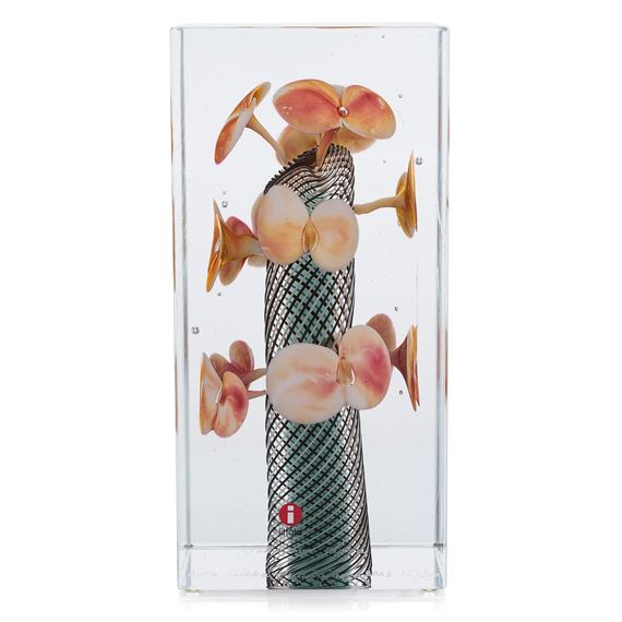 A Jubilee cube, 'Sakurano Hana', Pro Arte, signed Oiva Toikka Nuutajärvi Notsjö 2008, numbered 151/200 by Oiva Toikka, 2008