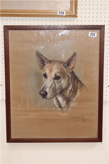 Framed pastel of a Dog signed Hesta Warren dated - Hesta Warren