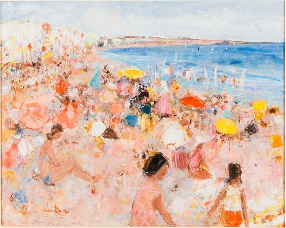 Alain Rousseau (French, b. 1926), Beach Scene, O/C by Alain Rousseau