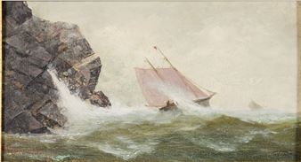John Wells Stancliff, Heeling Off a Rocky Shore, O/P - John W. Stancliff