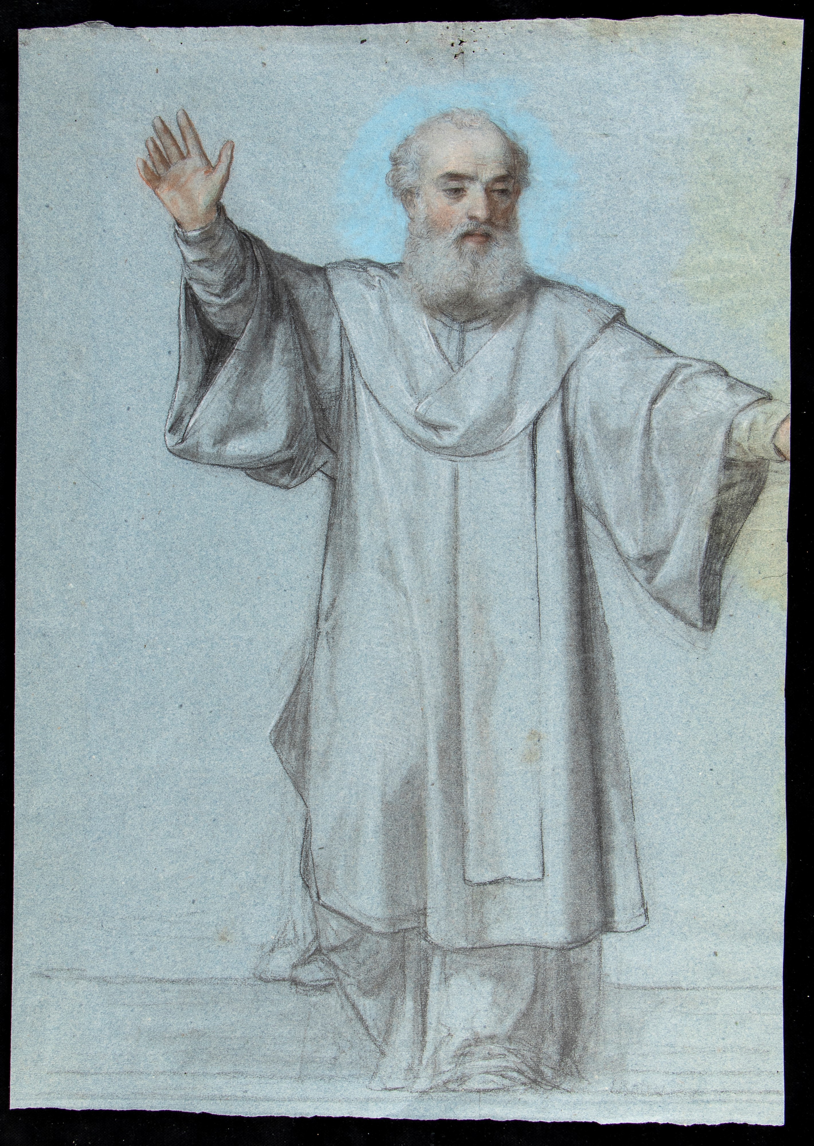 Artwork by Pietro Gagliardi, Preaching Friar, Made of Colored chalks on blue