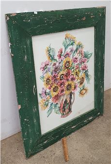 untitled (Zinnias in a Clarice Ciff Vase) - Elaine Diamond