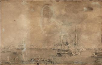 A naval battle - Frederik Theodor Kloss