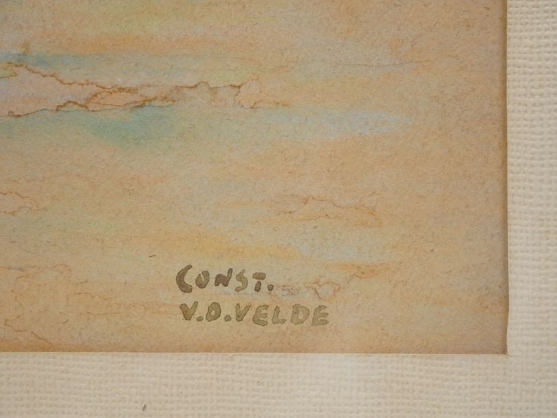 Artwork by Constant van der Velde, Sailing boats, Made of Watercolor