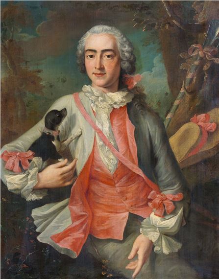 Portrait of a Man with a Dog - Michel Hubert Descours