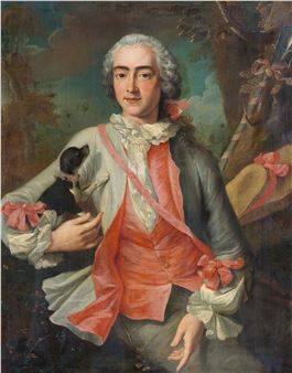 Portrait of a Man with a Dog - Michel Hubert Descours