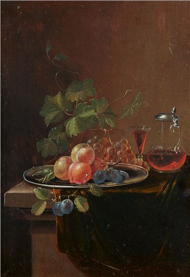 Pair of Still lifes with Fruit and Wine