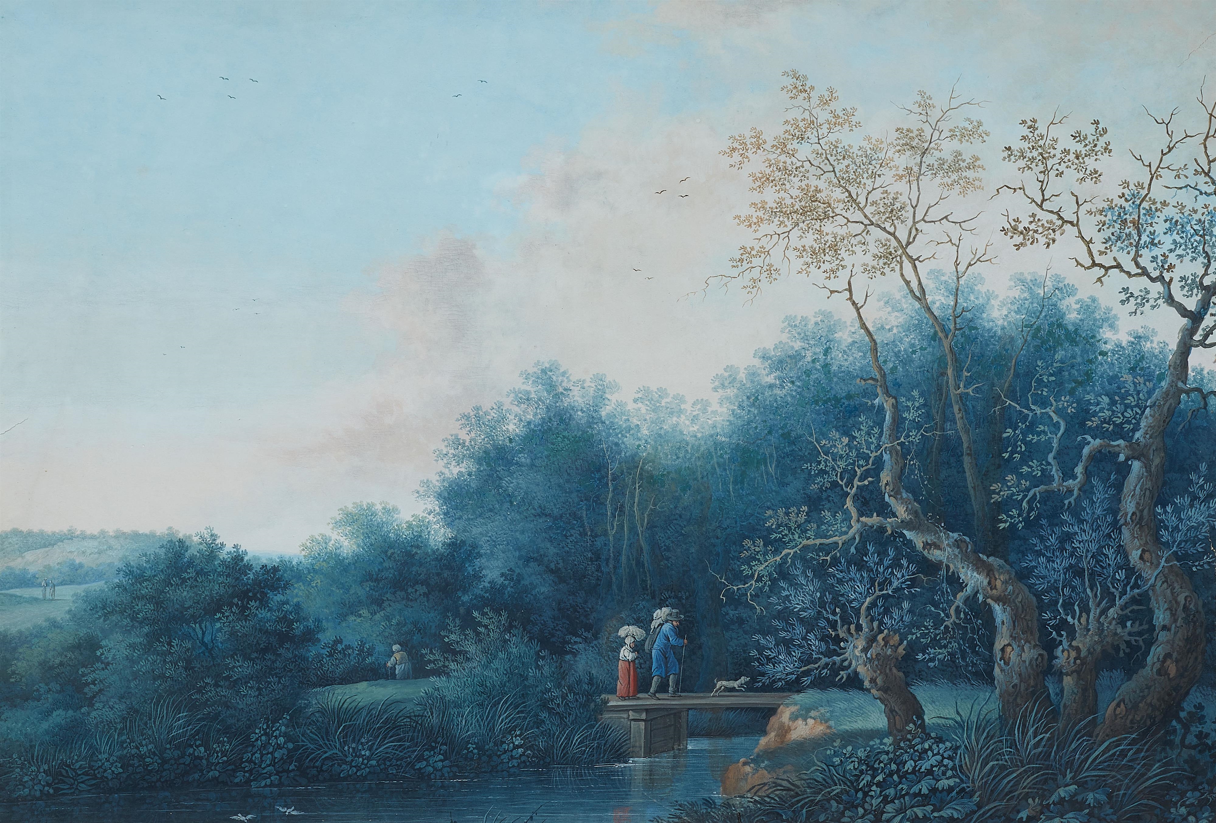 Artwork by German School, 18th Century, Two Landscapes with Staffage, Made of Gouache on paper