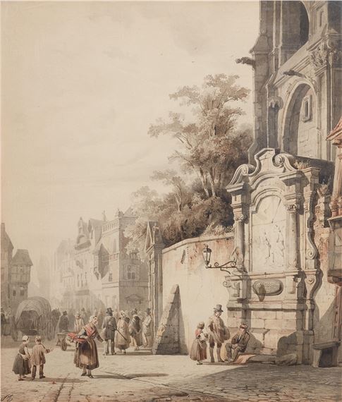 Cornelis Springer | Street Scene in a Dutch Town | MutualArt