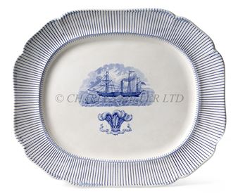 M]

A RARE STONEWARE MEAT PLATTER FOR THE NORTH LANCASHIRE STEAM NAVIGATION CO. PADDLE STEAMER PRINCE OF WALES, CIRCA 1842 - King Charles III 