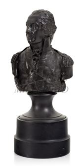 M]

A BLACK BASALT BUST OF NELSON BY WEDGWOOD AFTER SHOUT, CIRCA 1798