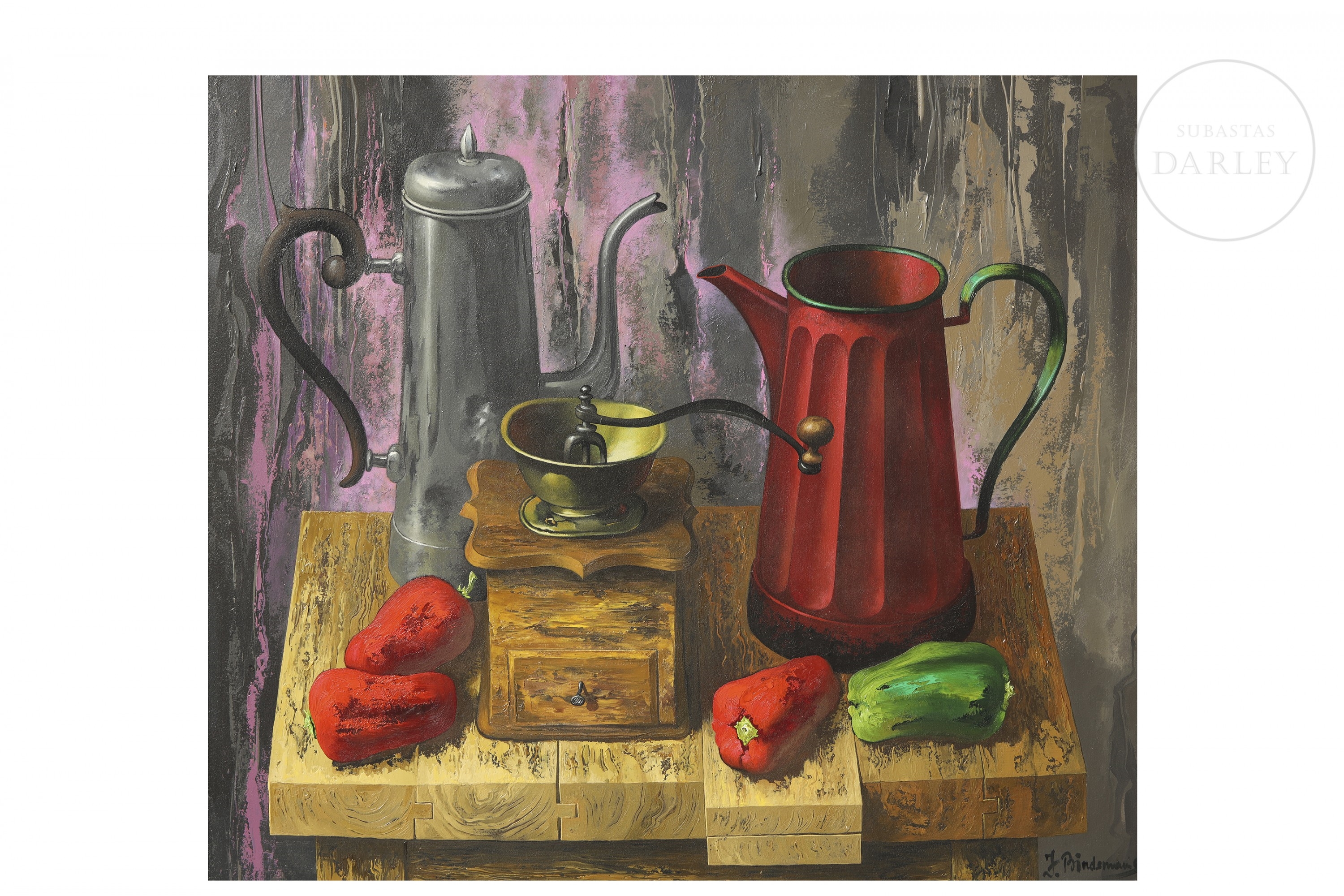 Artwork by Juris Bindemanis, Still Life with Peppers, Made of Oil on táblex