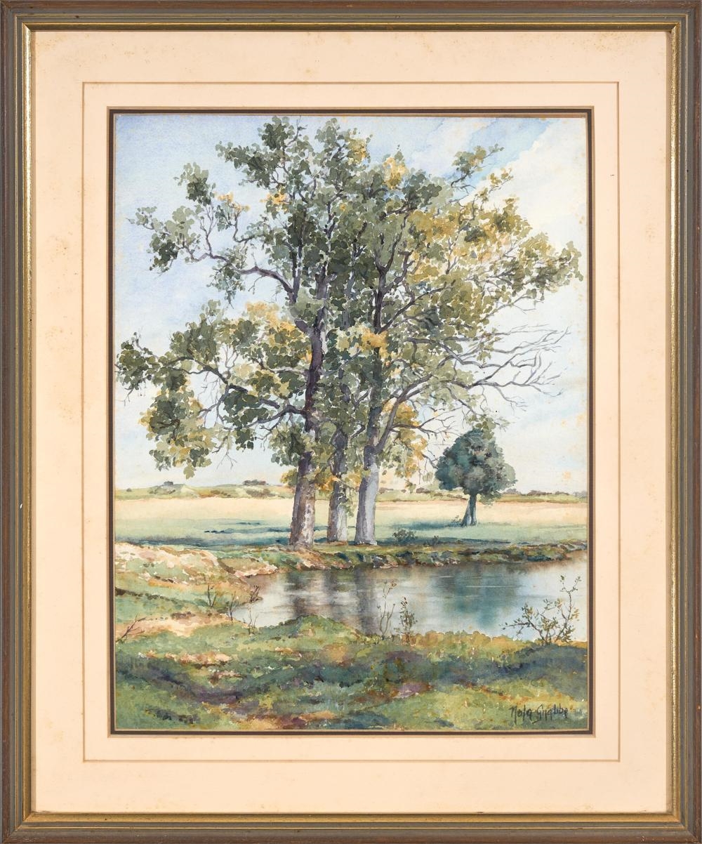 Artwork by Nola Grabble, By The Pond, Made of watercolour
signed lower right, watercolour