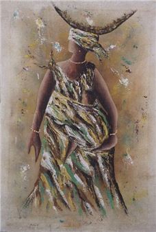 Woman and child", oil on canvas, sbm - Aziz