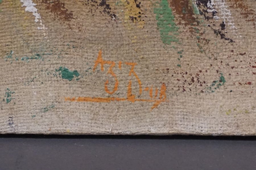 Artwork by Aziz, Woman and child", oil on canvas, sbm, Made of oil on canvas