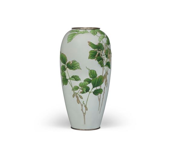 A Fine Moriage Cloisonné-Enamel Tall Ovoid Vase