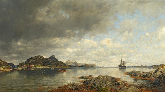 Georg Anton Rasmussen | Large Fjord Landscape (1885) | MutualArt