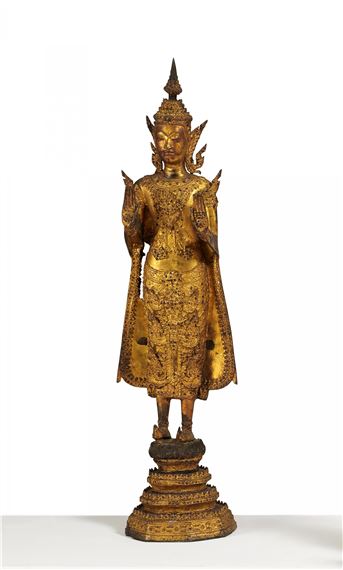 STANDING BRONZE BUDDAH IN ABHAYA-MUDRA by Thai School, 19th Century, 19th c.