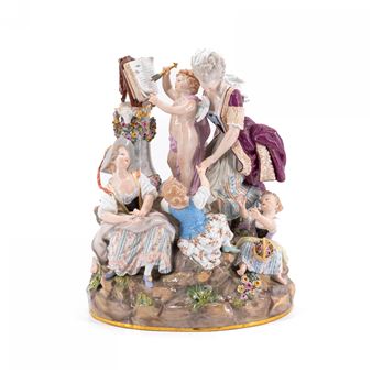 LARGE PORCELAIN ENSEMBLE "DIE LIEBESSCHULE - Michel Victor Acier