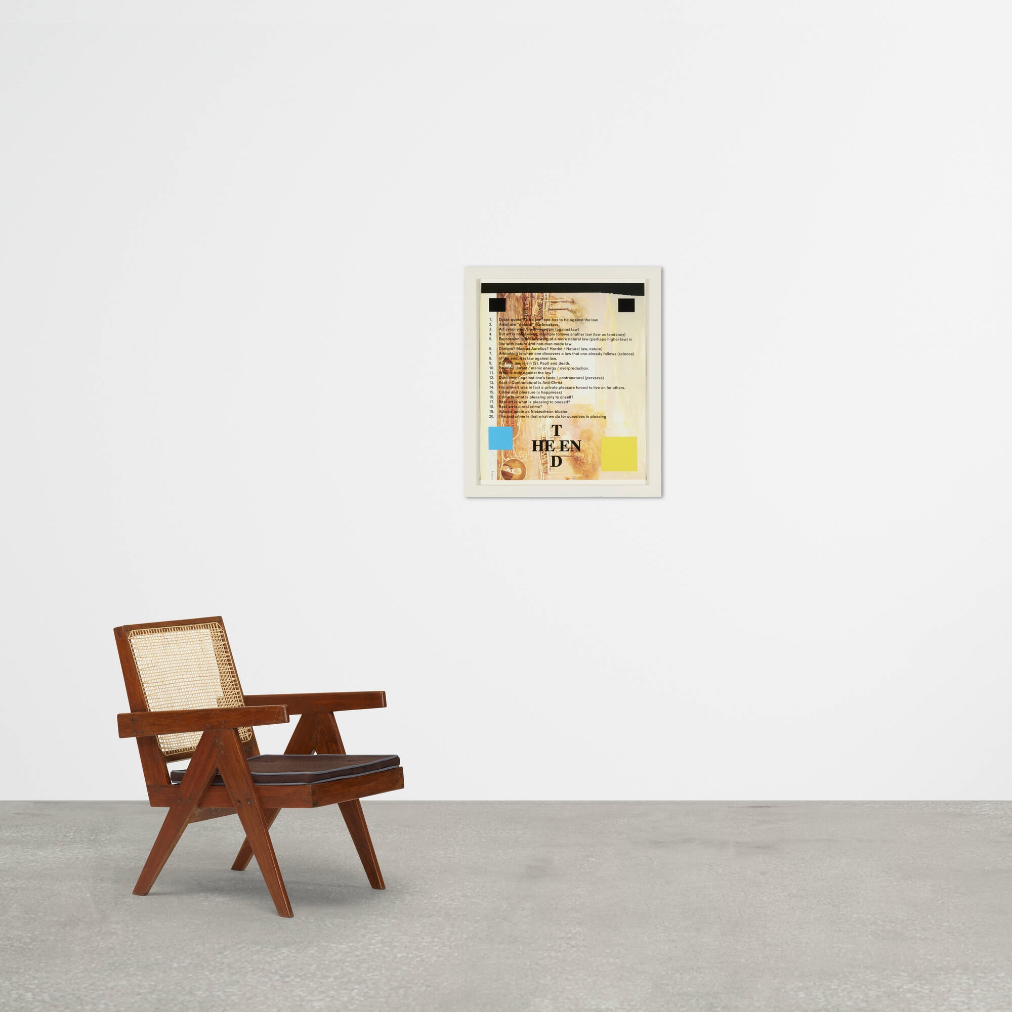 Artwork by Paul Chan, Wht is the nture of lw (from the Artists Space Annual Edition Portfolio 2012), Made of inkjet print with screenprint in colors