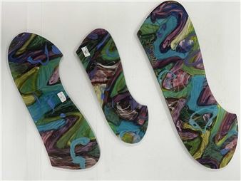 Noel Hart (Australian): Three panels of handmade blown glass sculpture with wall mounting brackets and includes provenance of original receipt dated 2007 - Noel Hart