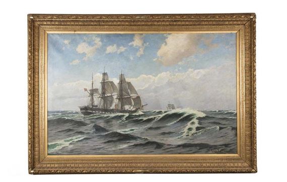 Carl Ludvig Thilson Locher | Two Danish Frigates In The Open Sea ...